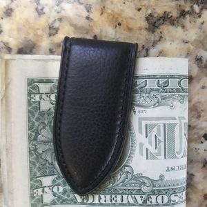 Coach black leather money clip